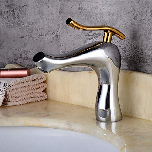 YHSGY Waschtischarmaturen Modern Red Bad Mischbatterie Messing Waschtischarmatur Einhand Einlochmontage Weiß/Schwarz Wasserfall Wasserhähne