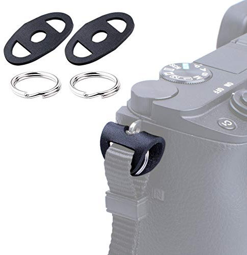 VKO Runde Splentringe mit Leder Schutzkappe Kreisring zur Befestigung von Kameragurt für DSLR SLR und Kompakt Kameras mit O Ring Öse - 2 Stück (1 Paar)