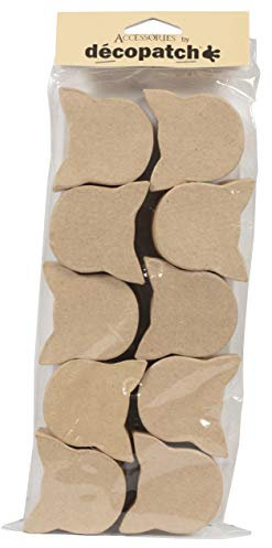 Décopatch EV022C - Set mit 10 Mini-Boxen aus Pappmaché, Katzenkopf 6x3cm, 1 Set
