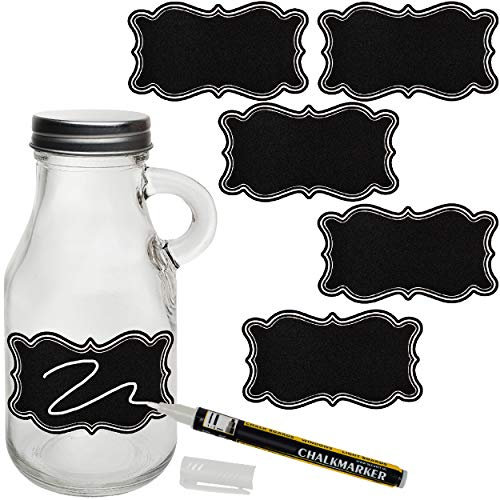 alles-meine.de GmbH Etiketten/Sticker - Wunsch Stückzahl - 120 TLG. Set - 8 cm x 4,5 cm + Kreidestift schwarz - z.B. für Kreide & Stifte - Kreidesticker/Aufkleber - oval läng..