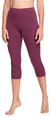 Ladeheid Damen 3/4 Leggings aus Baumwolle LA40-132 (Weinrot, XL)