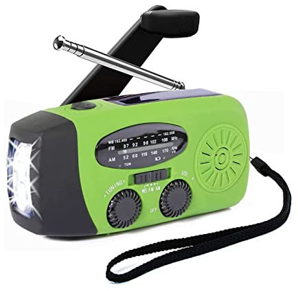 Solar Radio, AM/FM/NOAA Handkurbel Radio Mini Portable USB wiederaufladbares Notfallradio mit LED-Taschenlampe und SOS-Alarm für Camping, Überleben, Reisen