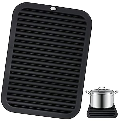 GIAK Hitzebeständige Matte Silikon Küchentischmatten Silikonmatte Schwarz 30 x 23 cm für Glätteisen Lockenstab Ablage Schüssel Küche
