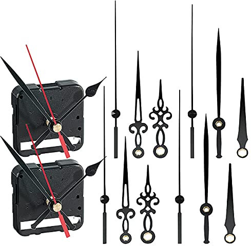 St. Leonhard Uhrwerk Links: 2er-Set Rückwärts laufende Uhrwerke mit 3 Zeiger-Sets (Linksdrehende Uhr, für Analoguhr, linksdrehend)