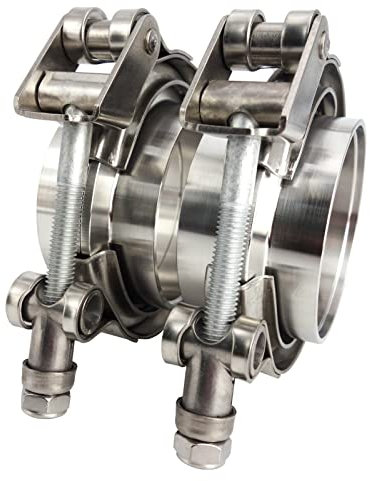 GaeaAuto 2 X 2.5 Quick Release V-Band Clamp with Male Female Flanges 304 Stainless Steel for Turbo Downpipes (2.5 inch, 2 Pack)