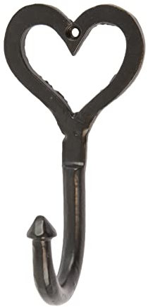 Hammer and Tongs Black 65mm x 130mm Single Heart Hook - Cast Iron Vintage Antique Wall Mounted Hanger