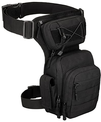 Taktisch Beintasche Drop Hüfttasche Outdoor Militär MOLLE System Wasserdicht Gürteltasche zum Wandern Motorradfahren Camping Angeln-Schwarz