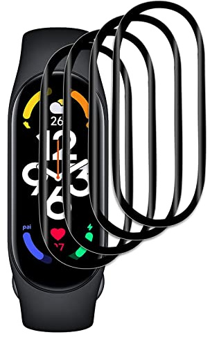 [4 unidades] Compatible con Xiaomi Mi Band 7 Protector de pantalla, 3D Curvado Cobertura Completo Protector de Pantalla Protector de Pantalla Impermeable, Antiarañazos, Sin Burbujas HD Xiaomi Mi Band