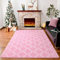 HOMORE Tapis à poils longs pour salon, chambre de fille, chambre de fille, tapis d'intérieur marocain duveteux et moderne pour enfants, chambre d'enfant, chevet, salle de jeux, rose/blanc