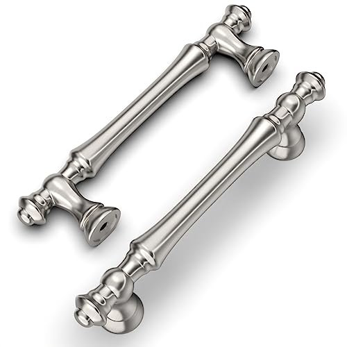 Amerdeco 6 Pezzi Maniglie per Mobili da Cucina Foro 96mm, Nichel spazzolato, in Lega di Zinco, per Armadietti e Cassetti UK0017