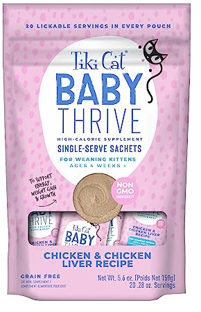 Tiki Cat Baby Thrive, Chicken & Chicken Liver Mousse, 5.6 oz. Pouch (20 Individual Servings)