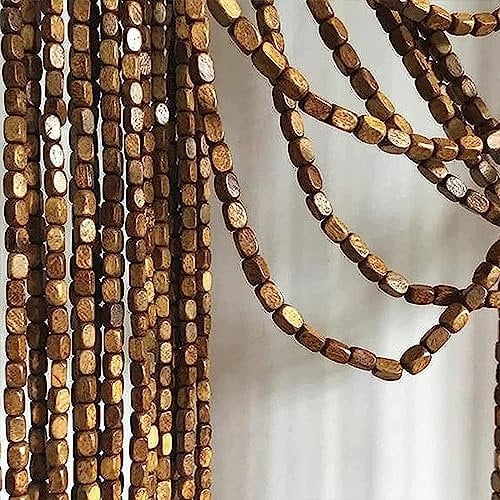 Wooden Bead Curtains To Stop Flies for Doorways, Beaded Door Curtain Privacy Bamboo, Room Divider String Curtain Panel, Boho Screens Decoration String, For Closet Door Bedroom Hallway Entrance (Color