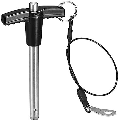 sourcing map T Handle Lock Pins, 5/16 Pin Dia. 2-23/64 Usage Length Stainless Steel Push-Button Quick Release Pin with Lanyard Cable (8mm-60mm)