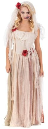 Chaks Geisterbraut Kostüm Cristina für Damen mit Schleier | Creme Rot (S)