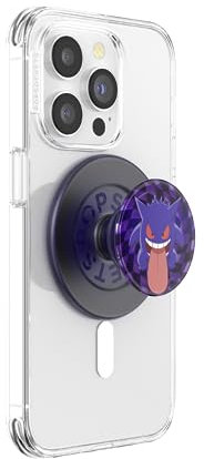 PopSockets: PopGrip Round für MagSafe - Inklusive Adapterring für MagSafe - Ausziehbarer Sockel und Griff mit einem Austauschbarem Top für Smartphones und Hüllen - Pokémon - Ghost Gengar