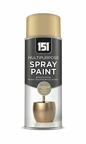 AlezyB - 6 x Metallic Champagne Gold Spray Paint 400ml - 151 Aerosol Spray for Metal and Wooden Furniture, Ornaments for Multi-Purpose Use and Decorative Items and Much More for Interior & Exterior