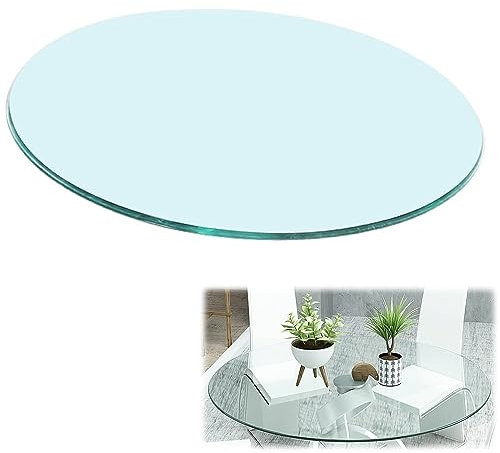 SAGIDAR Rund Tischplatte Glasplatte, Glasscheiben, Klarglas Hochglanz, Tischplatte Gehärtetes Glass, Sicherheitsglas Klarglas, Abgeschrägte Polierte Kante 38CM 50CM 60CM 88CM 100CM