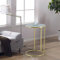 URBNLIVING Round Modern C-Shaped Side End Table Chrome Legs Frame and Glass Top, Snack Books Side Table (Gold Legs & White Glass Top)