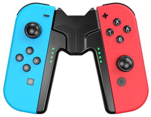 Charging Grip Handle for Nintendo Switch OLED for Joy Con, Joystick Charging Comfort V-Shaped Game for joycon Grip Controller with Battery Indicators, for joy-con charger grip USB C Cable