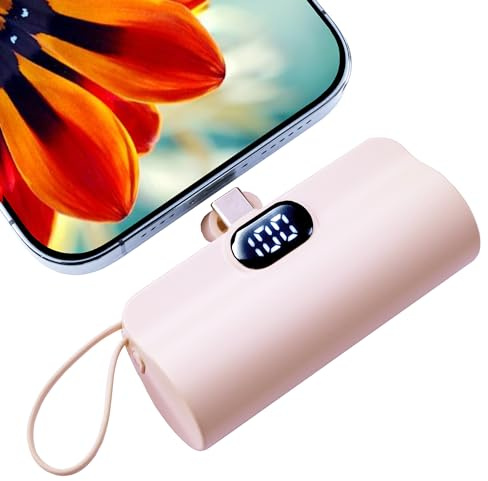 CooLuzer Mini Power Bank,Capsule Power Phone Charger 5500mAh,Portable Charger with Dual USB-C Ports for iPhone 17/16/15/15 plus/15 pro/15 pro Max/Android Phone/Samsung/Moto/LG etc (Pink)