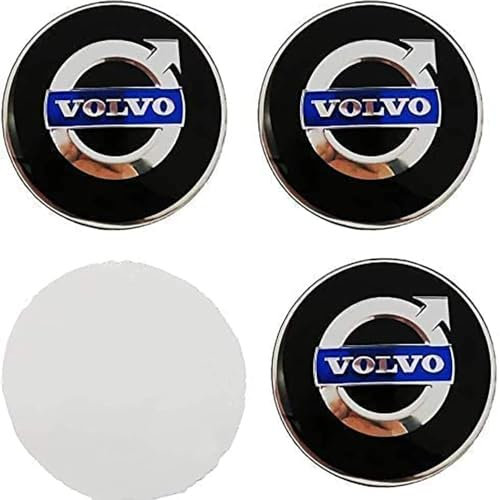 4 Stück Auto Radnabenkappen Aufkleber für Volvo S60 S80 S90 XC40 XC60 65mm, Radnabendeckel Aufkleber Auto Nabendeckel Aufkleber Nabenkappen Aufkleber