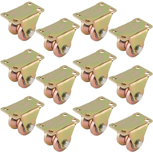 JIEHIN 12 Stück 31mm Umlenkrollen für Seile, V Nut Rollen Stahl Seilrolle mit Kugellager, Schwerlast Umlenkrolle für Wäscheleine, Flaschenzugsystem, Industriemaschinen, Rolltore, Invertierte