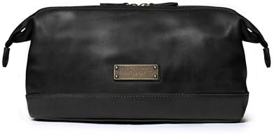 DRAKENSBERG Leder Kulturbeutel 'Ruby' für Herren mit Bügelverschluss - Klassischer Dopp Kit, stilvoll elegant, 5L - Schwarz, DR00375