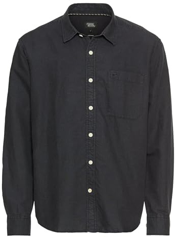 camel active Herren Langarm-Leinenhemd mit Soft-Wash-Veredelung Dunkelblau, Menswear-XL