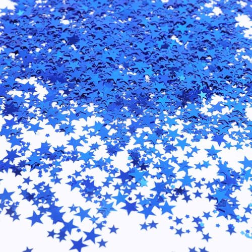 ParPix Sterne Streudeko für Weihnachten und Geburtstag - Glitzer Saphirblau Tischdeko, Konfetti Pailletten für Hochzeit Deko