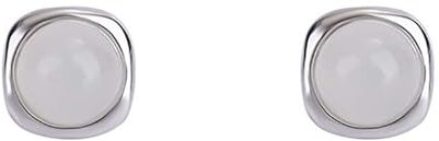 Lllunimon Weiße Jade Ohrstecker, Square Hotan Jade Ohrringe, 925 Sterling Silber Ohrstecker, Jade Schmuck für Frauen Männer