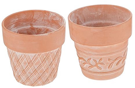 Gogogmee 2pièces Lot de Pots De Fleur Terre Cuite Rouge Sculptés Cache-Pot Créatif pour Succulentes Et Plantes Intérieur pour Bureau Et Rebords De Fenêtre