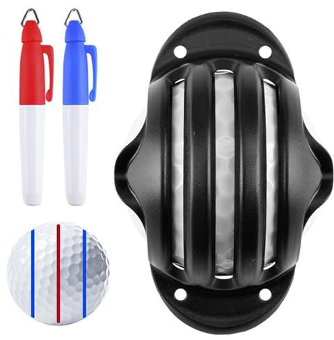 Golf Ball Marker | Golf Ball Marker Stencil | Golf Ball Marker Tool | Quick-Drying Waterproof Golf Lines Marker Tool | Clear Imprint Alignment Tool With 2 Pens For Golf Enthusiasms Friends Coaches