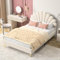 NLDGR Polsterbett Doppelbett 140 x 200 cm, Mädchen Bett, Kinderbett 140x200 mit Lattenrost, Bettgestell mit Kopfteil in Blumenform, Jugendbett Gästebett aus Samtstoff, für Erwachsenen