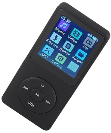 Reproductor MP4 Portátil Reproductor de Música Multimedia LCD 1.8 I con Accesorios Reproductor de Música Digital Negro Ultrafino para Puerto S Tarjeta de Memoria SM Reproductor