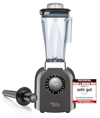 bianco di puro® Hochleistungsmixer Puro S Smoothie Maker 8 Mixprogramme 2 Liter Mixbehälter BPA-frei - Metallic Grau