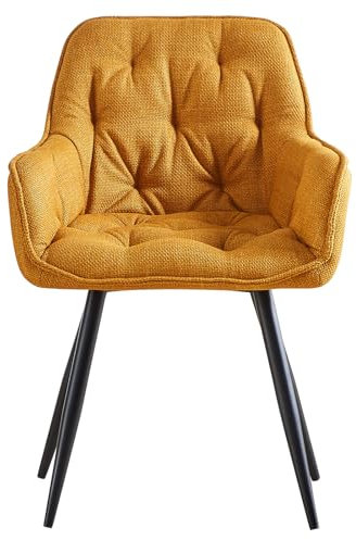 AINPECCA Dining chairs with Fabric Thick Padded Upholstered Kitchen Tub Chair Armchair with Backrest Metal Legs Living room Reception Leisure Chairs for Bedroom Lounge Office(Beige,1)