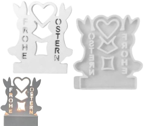 Osterhasen-Formen, Silikonformen Gießformen Ostern Set, Kaninchen-Silikonform, Niedliche Hasen- Und Herzharz-Kerzenhalterform, Teelicht-Kerzenständer-Formen Für Harzguss, Epoxid-Silikon, Gips-Ton
