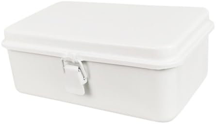 DOITOOL Werkzeugkiste Abschließbar Kleine Werkzeugkiste Aus Metall Vintage Werkzeugkasten Für Schreibtisch Notizblockbox Als Aufbewahrungsbehälter Aufbewahrungsbox in Vintage-weiß