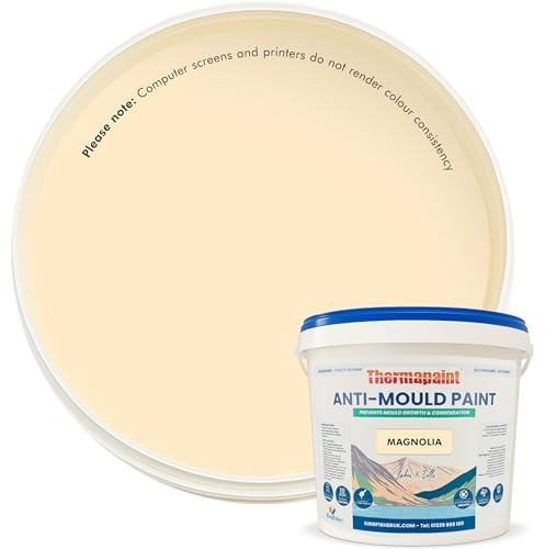 Kingfisher Thermapaint Anti Mould Emulsion Paint 2.5L, Magnolia | Mould and moisture resistant with active fungicide, waterproof and washable, for kitchens, bathrooms and more