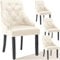 tectake® Esszimmerstühle gesteppt, Sessel Wohnzimmer, Stühle Esszimmer, Küchenstühle, Esstisch Stühle, Bürosessel, Möbel Vintage Style, Samt Stoff - Creme/schwarz, 4er Set