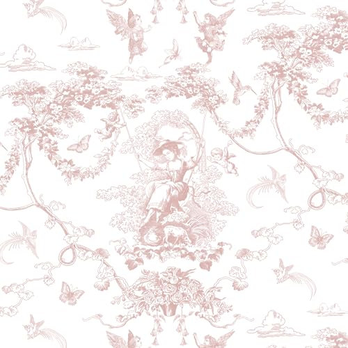 Timeet Selbstklebende Tapete Rosa 41x300cm Amor Gemälde Klebetapete Selbstklebend Vintage Vinyl Wasserdicht Möbelfolie für Wohnzimmer Schlafzimmer Regale Küche Wand Möbel