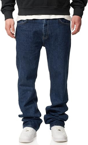behype. Herren Jeans Straight-Fit Jeanshose 100% Baumwolle Denim Hose Used Look Men's DC_JN-245-Medium Blue-W29