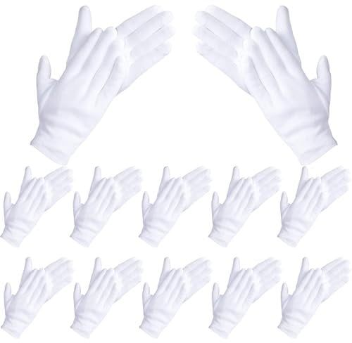 24pcs White Cotton Gloves, 12 Pairs Reusable Work Gloves, Premium Cotton Glove for Eczema, Dry Hands and Moisturising Care, Breathable Hand Gloves for Doctors, Workers, Offices