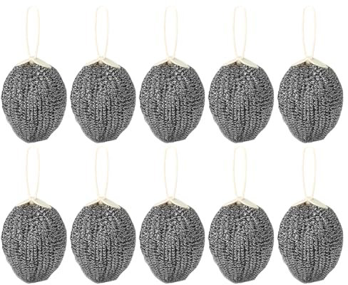 Grattoir en Acier Inoxydable - Lot de 10 Éponges Métalliques pour Vaisselle de Cuisine | Éponges de récurage pour Évier Gril de Cuisson et Ustensiles de Cuisine