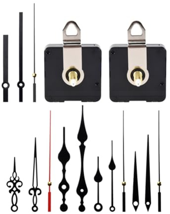 Hopbucan 2 Pièces 32 mm Long Arbre Mouvement D'Horloge à Quartz à Faire Soi-Même avec 5 Paires D'Aiguilles Différentes pour Mécanisme Mouvement D'Horloge Murale Pièces Réparation
