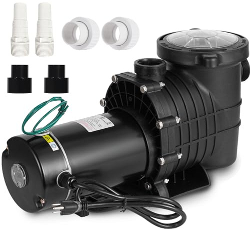 1.5 HP Pool Pump Inground, Self Primming Pool Pump Above Ground, Single Speed Swimming Pool Pumps Dual Voltage with Strainer Basket & 2Pcs 1-1/2NPT Connectors