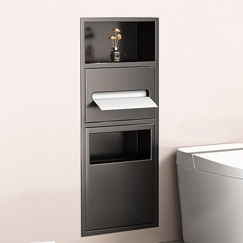 Nischen-Organizer mit integriertem Toilettenpapierhalter und Mülleimer für Badezimmer, Küche und Hotel