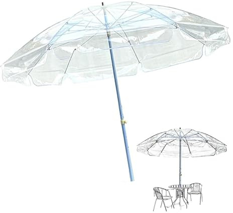 IMUNKT Transparenter Gartenschirm 2.4m Groß Terrassenschirm Klar Balkonschirm Wasserdicht Outdoor Marktschirm Höhenverstellbar