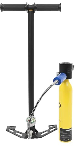 Kozivmo Mini gourde de plongée en aluminium aéronautique 6061, 0,5 l, 200 bar, avec pompe à main haute pression, pour la plongée en eau plate et soutien respiratoire d'urgence