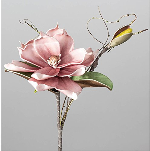 formano künstlicher Magnolienzweig mit 1 Blüte L. 45cm Altrosa Foam Flower